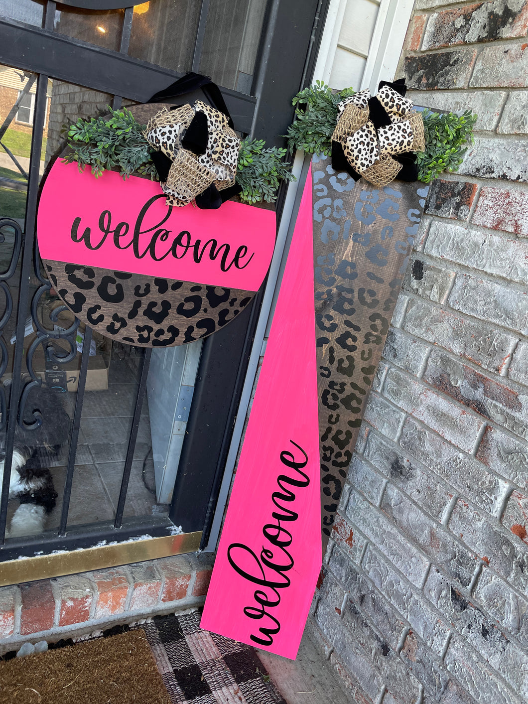 Pink Leopard PT Door Hanger